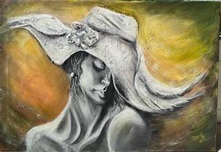 "La  signora misteriosa "_100 x 80 cm_Acryl_Schichtwerk